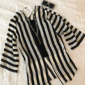 Black and white striped kimono